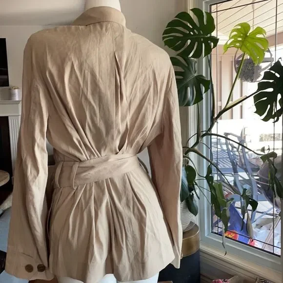 🎀SSENSE NEW Vince. Belted linen blend jacket x-large beige women’s - Picture 6 of 12
